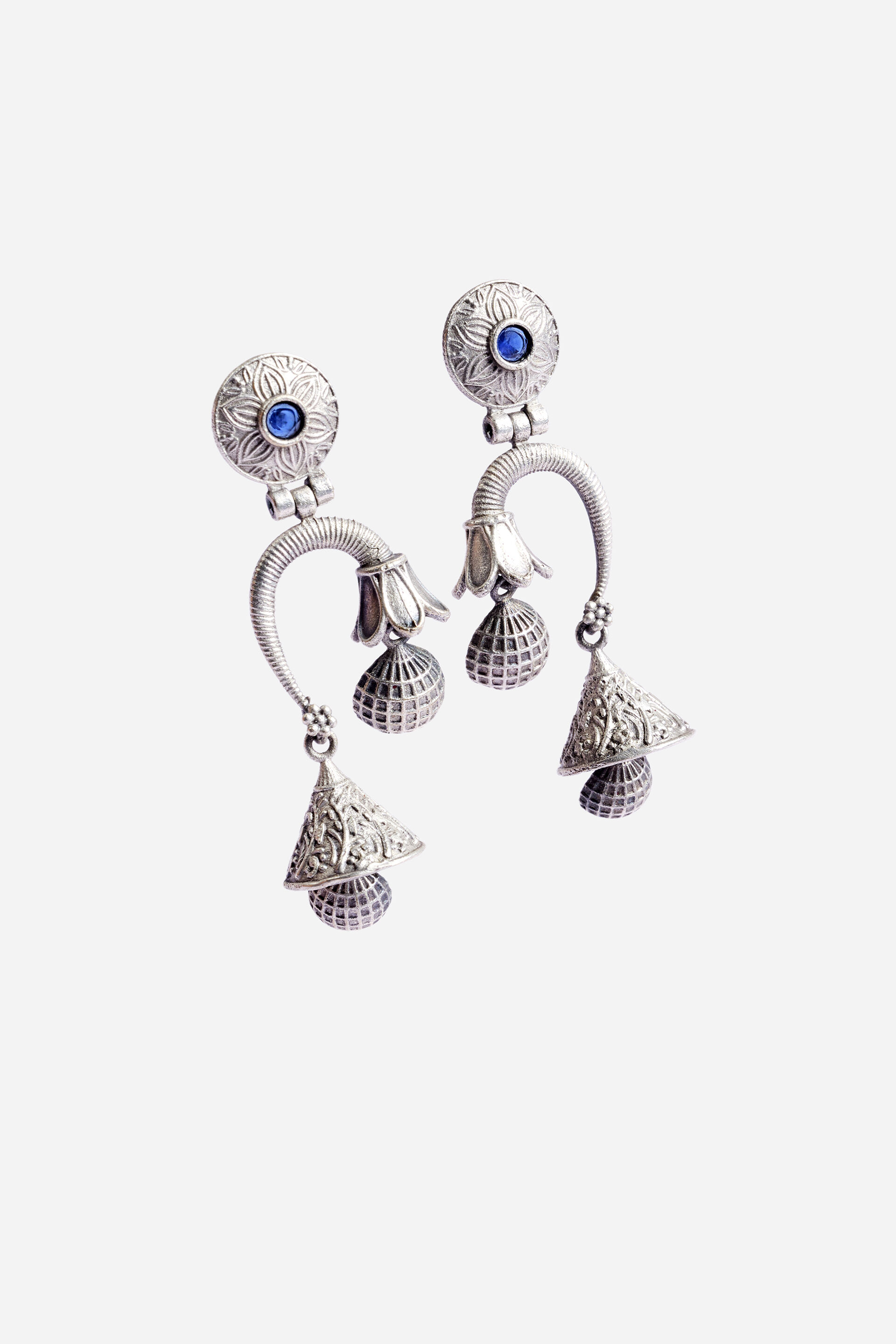 Curved Flower Brass Danglers, , image 2